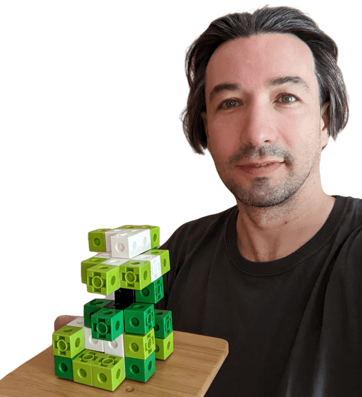 Philip Olenyk holding Treeblox